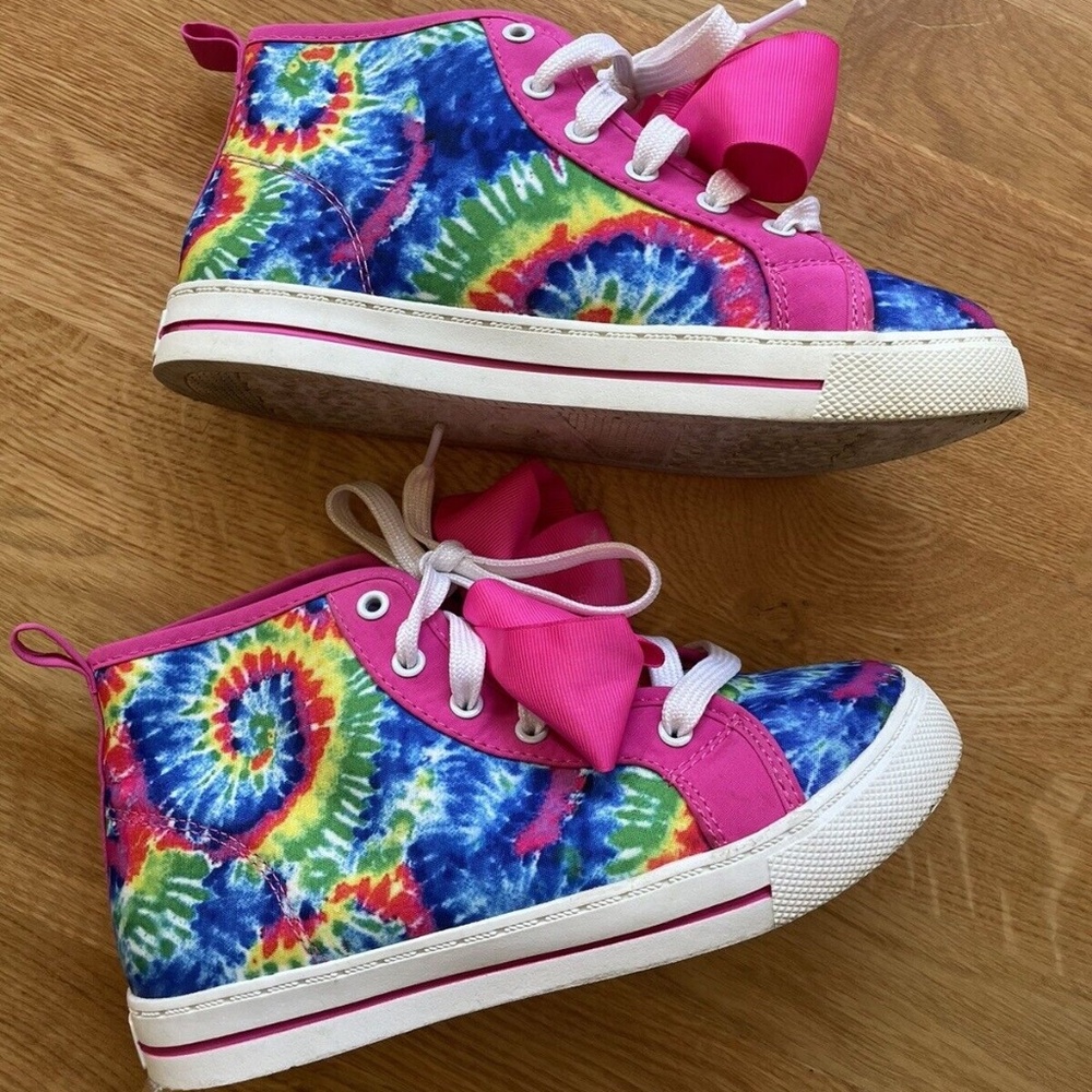 JoJo Siwa Youth 3 High Top Sneakers Tennis Shoes Tie Dye Pink Bow